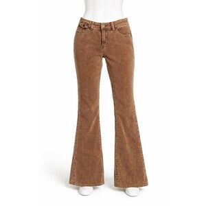 Zana Di Jeans Corduroy Flare Pants Womens 14 Brown Y2K Boho Stretch Retro